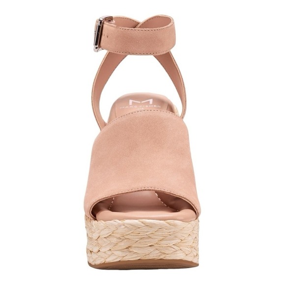 Marc Fisher LTD Nelly Espadrille Wedge Sandals Blush Suede Ankle Strap Size 8M - Picture 7 of 12